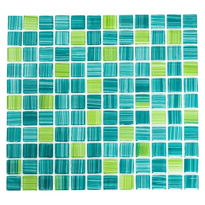 Mosaikfliese Quadrat Crystal CM 4250 - 32,7 x 30,2 cm, Grün, Glänzend - Vorderansicht