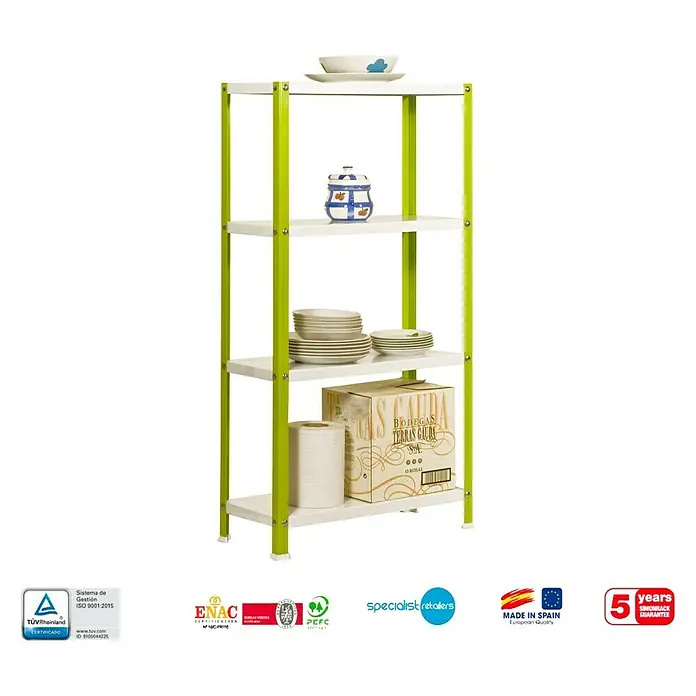 Simonrack Simonhome Estantería metálica Homeclassic Color Plus - L x An x Al: 30 x 100 x 160 cm, Capacidad de carga: 100 kg/balda, Número de baldas: 4 ud., Verde
