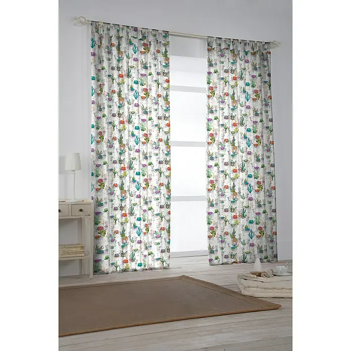 Cortina con ollaos Llamas - 140 x 270 cm, 100% algodón, Multicolor