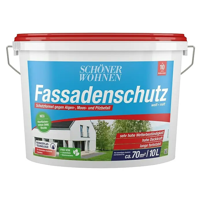 SCHÖNER WOHNEN-Farbe Fassadenfarbe Fassadenschutz - Weiß, 10 l, Matt - Vorderansicht