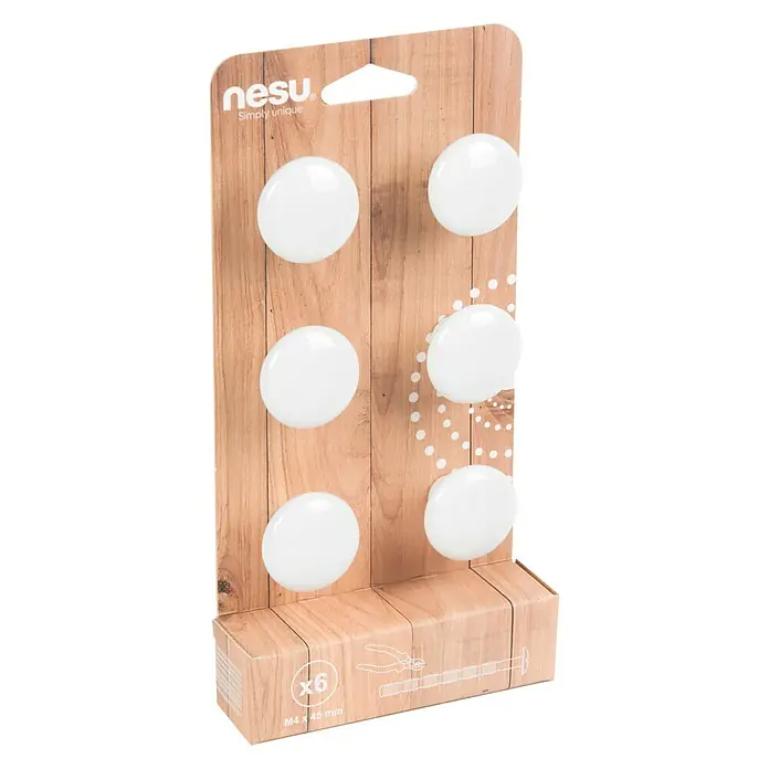 Nesu Pomo para muebles 453R0 6 uds. - Ø x Al: 33 x 29 mm, Madera