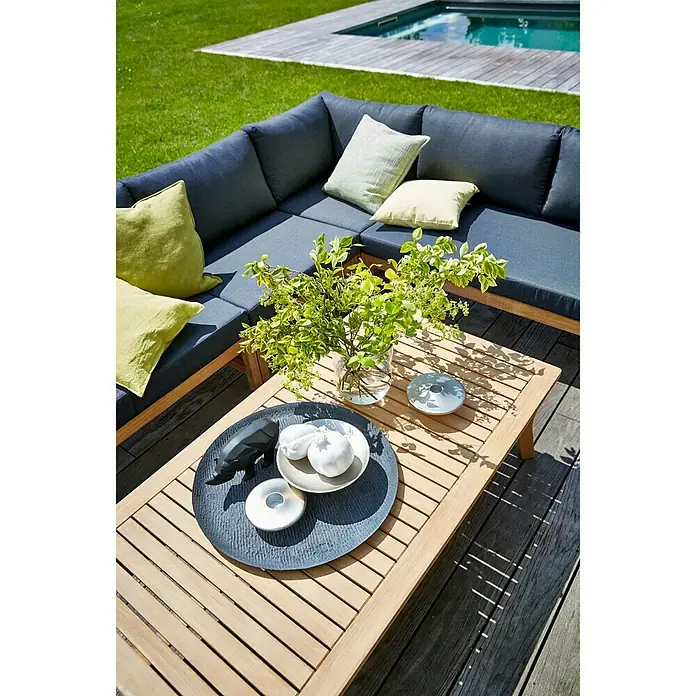 Sunfun Loungeset Kathrin - 6-delig, Acacia, Natuurlijk bruin/antraciet - Sfeeropname