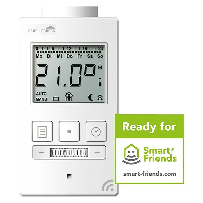 Schellenberg Smart Home Funk-Heizkörperthermostat - Unterstützte Systeme: Abus Smart Friends System - Vorderansicht