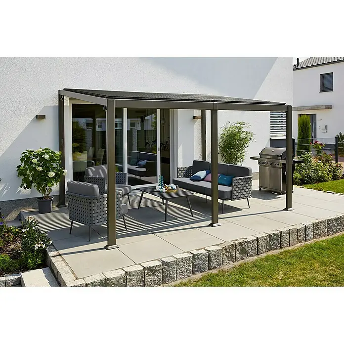 Sunfun Anstellpavillon Palma - L x B x H: 300 x 400 x 255 cm, Anthrazit - Stimmungsaufnahme
