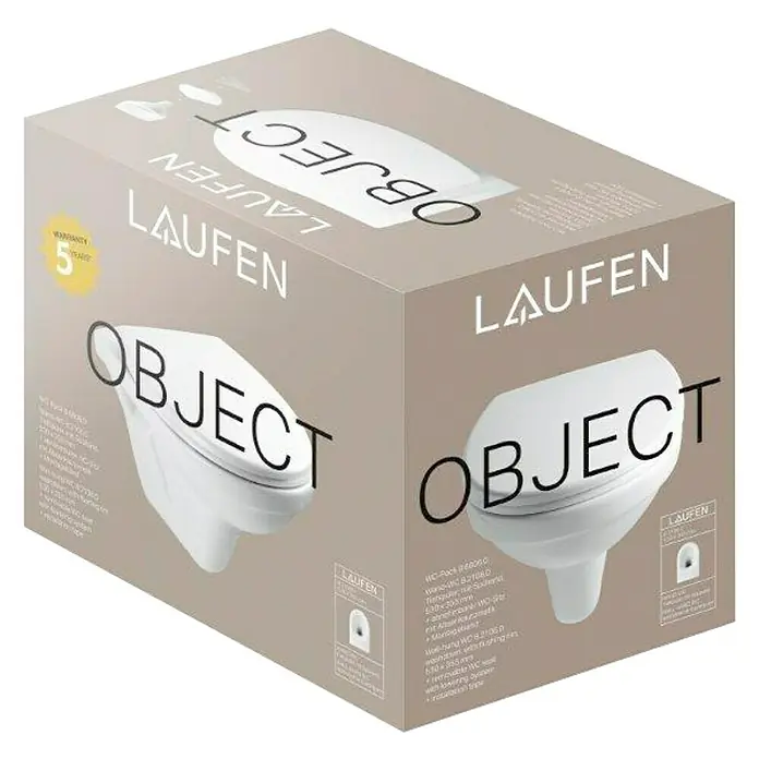 Laufen Object Wand-WC-Set - Mit Spülrand, Ohne Spezialglasur, Spülform: Tief, WC Abgang: Waagerecht, Weiß