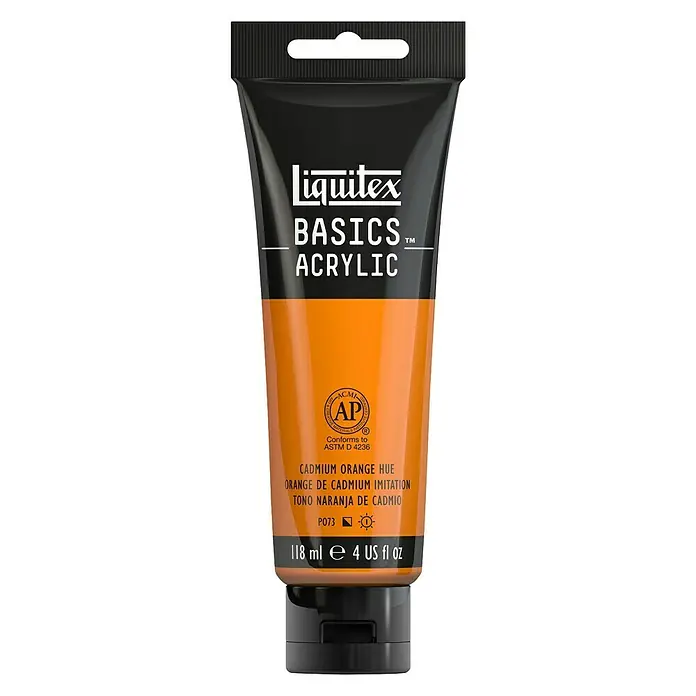 Liquitex Basics Akrilna boja - Boja: Kadmij narančasto, 118 ml, Tuba - Pogled sprijeda