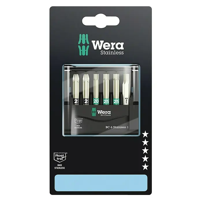 Wera Komplet bit nastavaka Bit-Check Stainless - 6 -dij. - Pogled sprijeda
