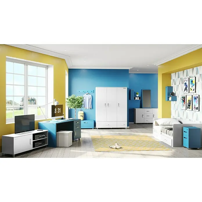 Phönix Miami Schreibtisch - L x B x H: 150 x 70 x 74 cm, Blau - Stimmungsaufnahme