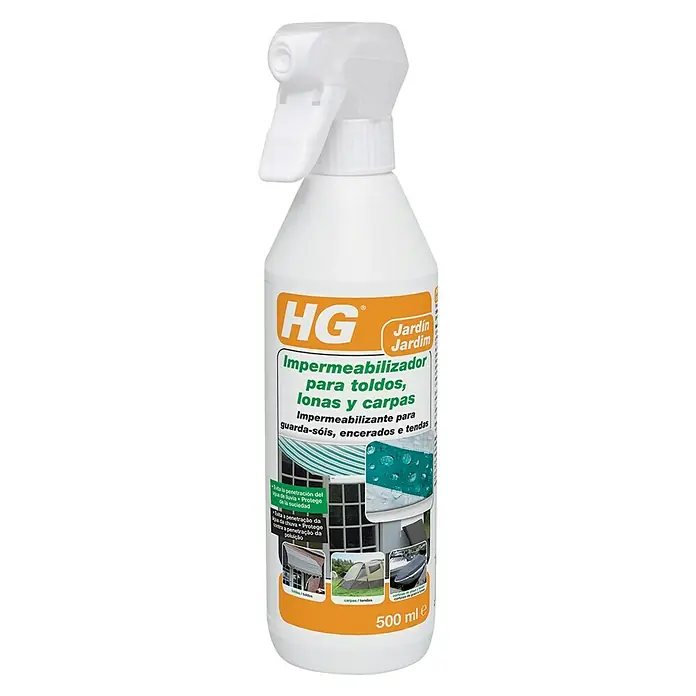 HG Impermeabilizador para carpas toldos y lonas - 500 ml, Bote de rociado