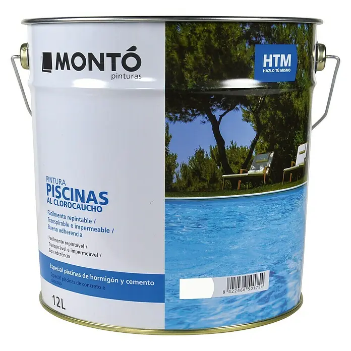 Montó Pintura para piscinas al clorocaucho HTM - Blanco, 12 l, Mate sedoso