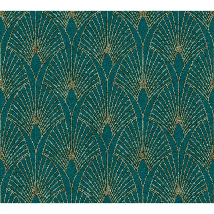 AS Creation New Walls Vliestapete Art Deco - Grün/Gold, Grafisch, 10,05 x 0,53 m - Detailaufnahme