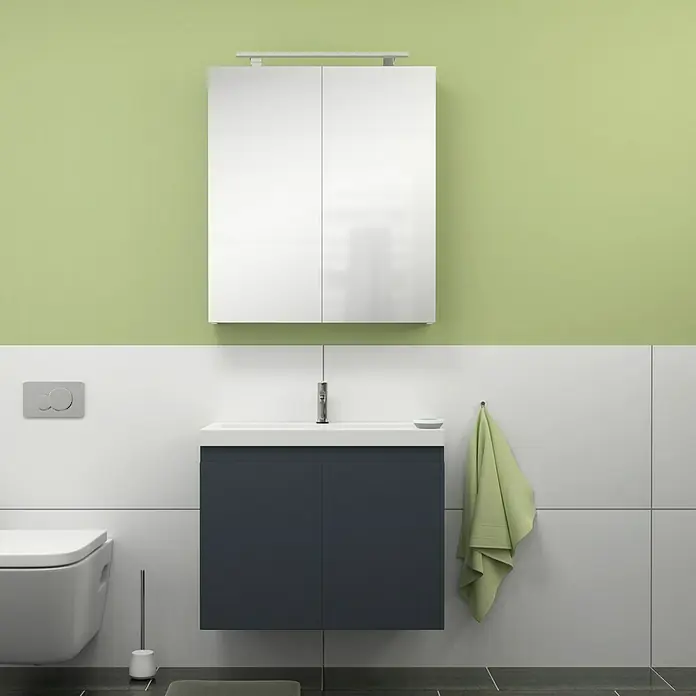 Camargue Espacio Kupaonski ormarić za nasadni umivaonik - 80 x 46 x 60 cm, 2 vrata, Gama antracit mat - Živopisni prikaz