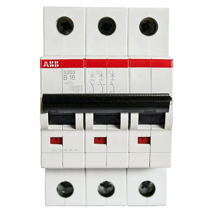 ABB System pro M compact Sicherungsautomat S200 B16A - 16 A, 3-polig - Vorderansicht