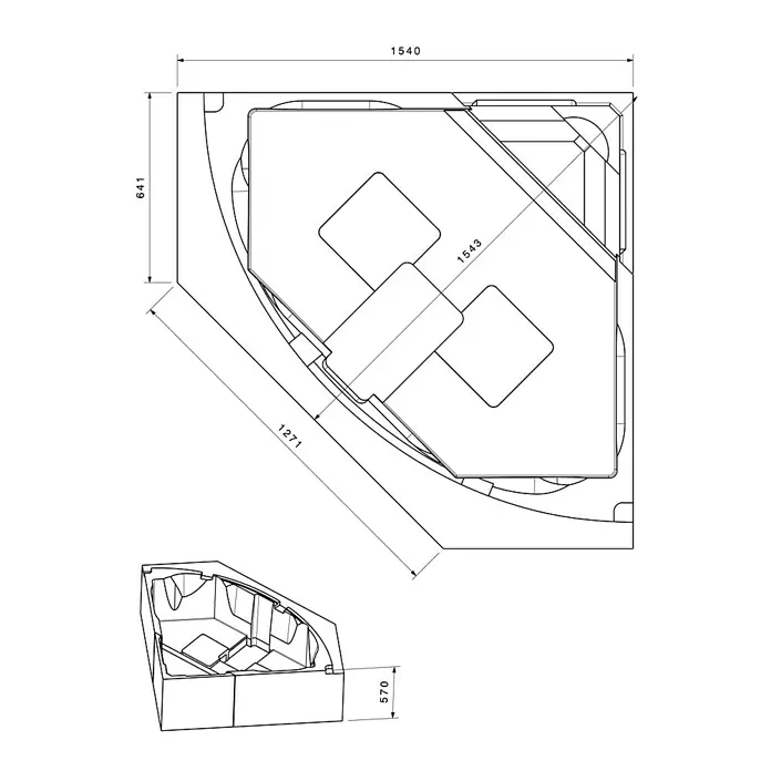 Ottofond Badewannenträger Odessa - Passend für: Ottofond Eckbadewanne Odessa 147,5 x 147,5 cm - Skizze