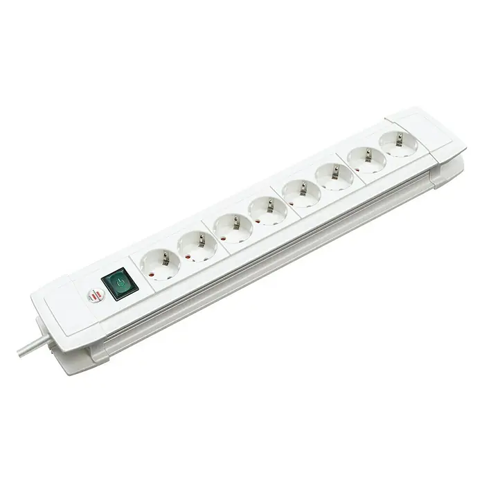 Brennenstuhl Steckdosenleiste Premium Line Plus - Anzahl Steckdosen Schuko: 8 Stk., Weiß, Kabellänge: 3 m - Vorderansicht