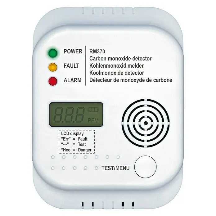 Smartwares Koolmonoxidemelder RM 370 - 12 x 9 x 3,5 cm, Levensduur batterij: 1 jaar - Vooraanzicht