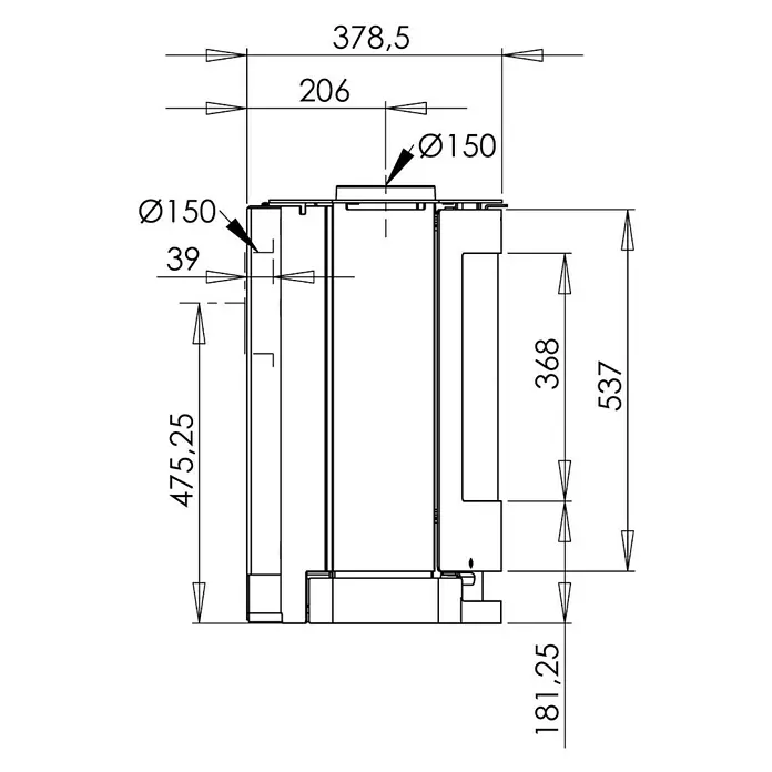 Aduro Kaminofen 15-3 - 6,5 kW, Raumheizvermögen: 334 m³, Schwarz - Detailaufnahme