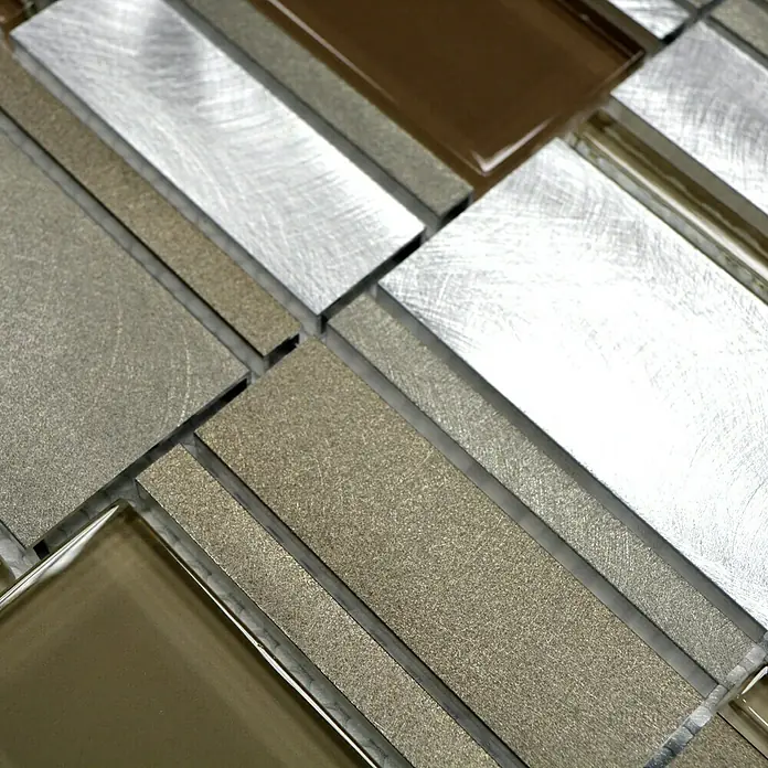 Mosaikfliese Crystal Mix XAM A811 - 30,1 x 30,1 cm, Beige, Matt - Detailaufnahme