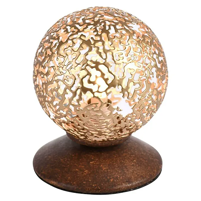 Paul Neuhaus Greta Okrugla stolna svjetiljka GRETA - 40 W, Ø x V: 100 mm x 13 cm, Rešetka, Zlatne boje, G9 - Pogled sprijeda