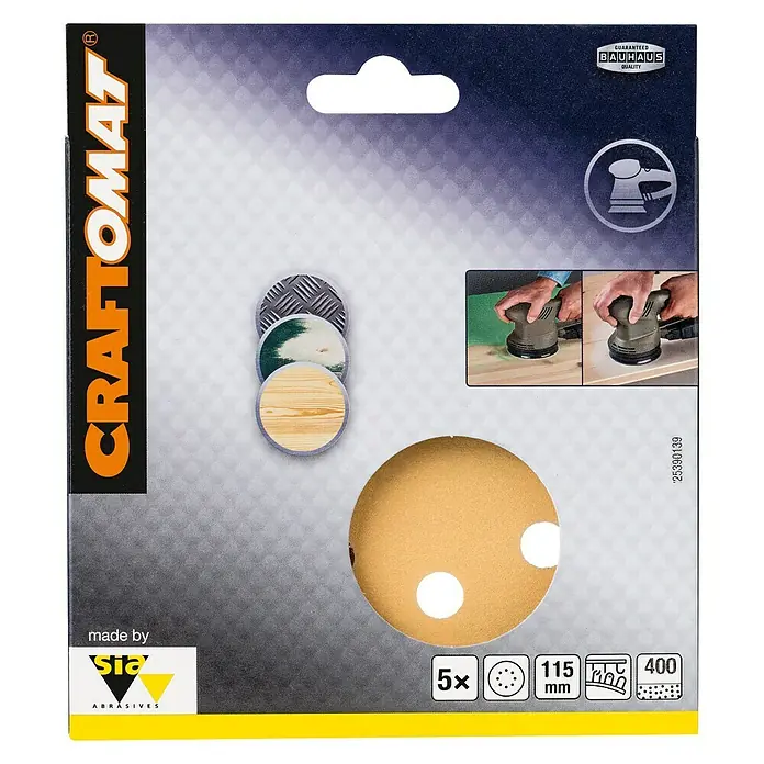 Craftomat Listovi za brusilicu BFWP - Promjer: 115 mm, Granulacija: 400, Izbušeno - Pogled sprijeda