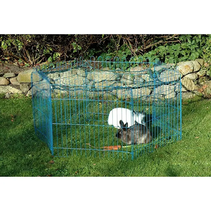 Dobar Freilaufgehege - 123 x 106 x 60 cm, Blau, Metall - Stimmungsaufnahme