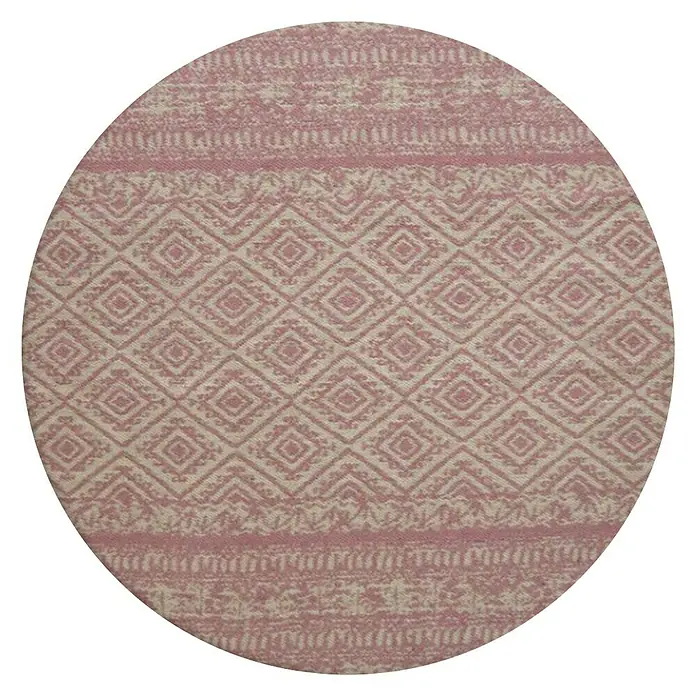 Kayoom Teppich Sunny Rund 100 - Pink, Rosa, Beige, Durchmesser: 160 cm, 100% Polyester - Vorderansicht