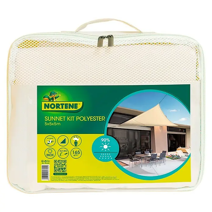 Nortene Zaštita od sunca, jedro SUN-NET KIT POLIESTER - 5 x 5 m, Bež boje, Trokutno