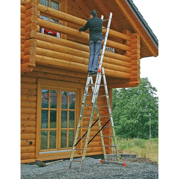 Krause Monto Sprossen-Mehrzweckleiter Tribilo - Arbeitshöhe: 6,85 m, 3 x 9 Sprossen, Aluminium - Anwendungsbeispiel