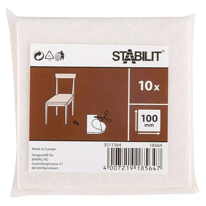 Stabilit Ploča od filca - 100 x 100 x 3,5 mm, Bijele boje, Samoljepljivo