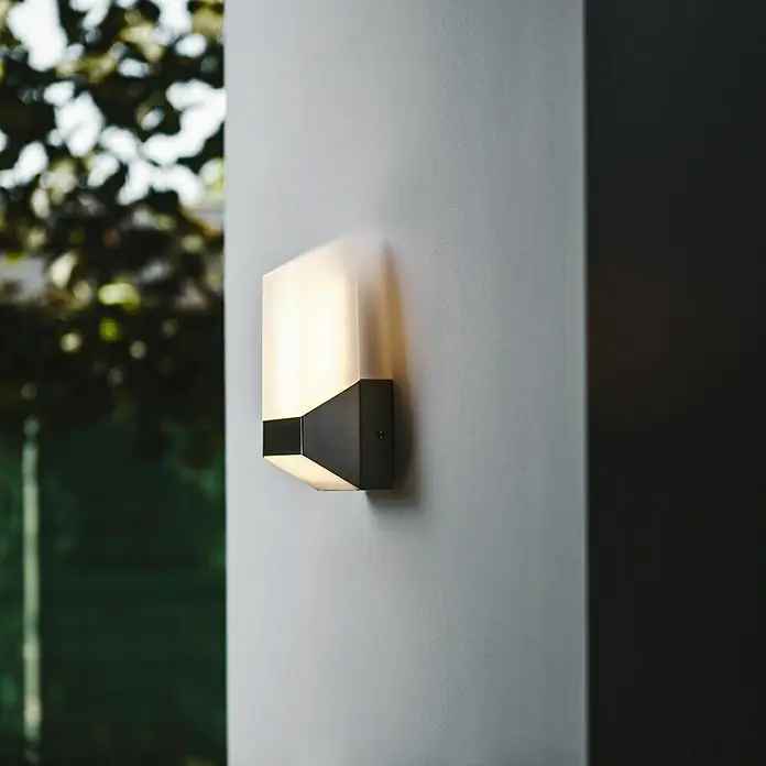 Lutec Aplique exterior LED Flat - 8 W, 7,9 x 10 x 20,7 cm, Gris plata, IP44