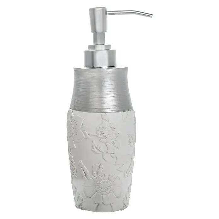 Aquasanit Damasco Dispensador de jabón - Poliresina, Blanco/Plateado