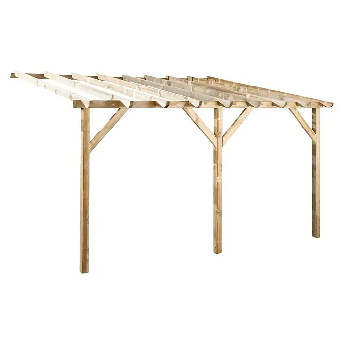 Forest-Style Pérgola adosada Etreta - 400 x 300 x 251 cm, Natural