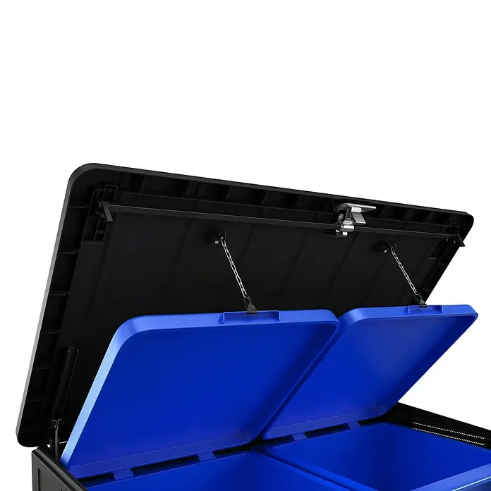 Keter Mülltonnenbox Store It Out Elite - Kunststoff, Grau/Schwarz, Geeignet für Anzahl Mülltonnen: 2 Stk. - Detailaufnahme