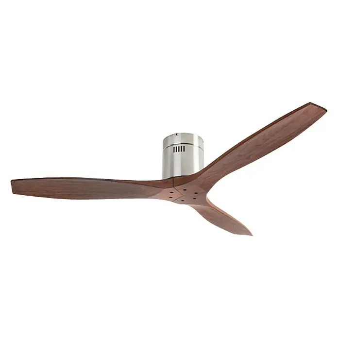 Leds-C4 Deckenventilator - 137 cm, Nickel satiniert, Holz Dunkel, 36 W