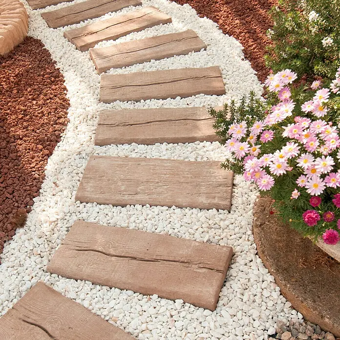 Traviesa de madera - 60 x 25 x 5 cm, Hormigón, Estilo madera