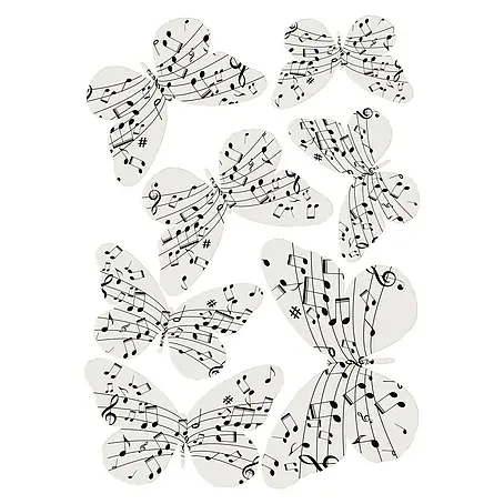 Adhesivos decorativos 3D Mariposa notas música