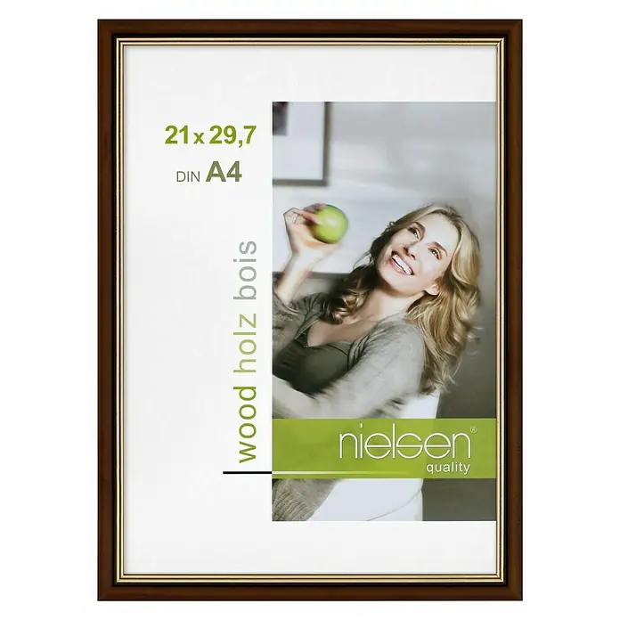 Nielsen Bilderrahmen Ascot - Dunkelbraun/Gold, 21 x 29,7 cm / DIN A4, Holz - Vorderansicht