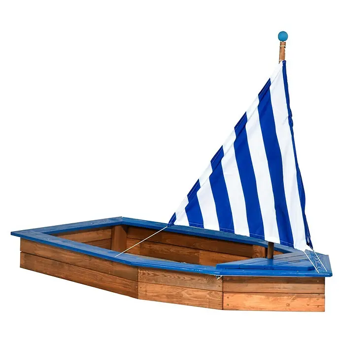 Dobar Sandkasten Schiff - 180 x 96 x 125 cm, Holz, Blau/Braun - Rechte Seitenansicht