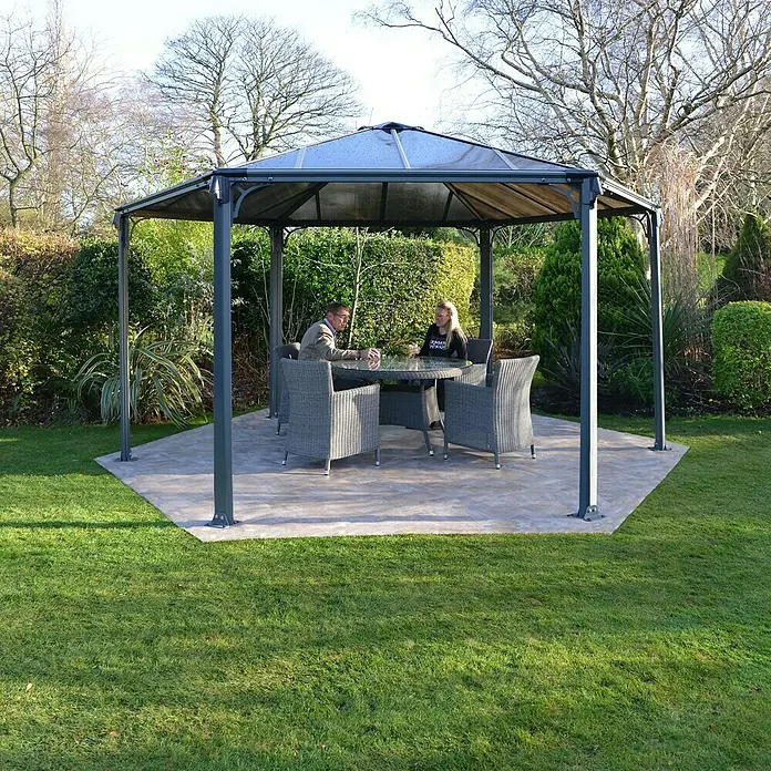 Palram – Canopia Pavillon Monaco - 4,5 x 3,9 x 2,9 m, Anthrazit - Vorderansicht
