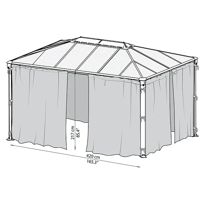 Palram – Canopia Vorhang für Pavillon Martinique - 4,2 x 2,17 m, Polyester - Skizze