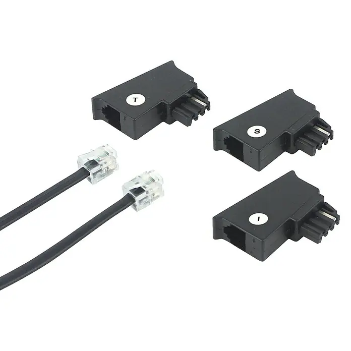 Schwaiger Telefon-Anschluss-Set - 6 m, Schwarz, TAE-F-Stecker - Vorderansicht