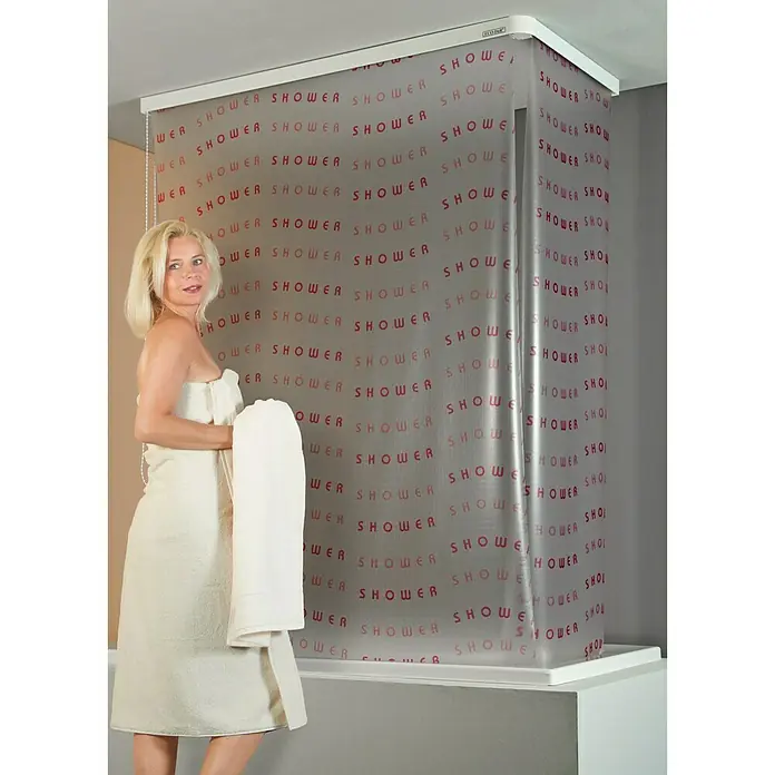 Eco-Dur Ersatzvorhang - Passend für: Eco-Dur Eck-Duschrollo, Shower, Magenta - Anwendungsbeispiel