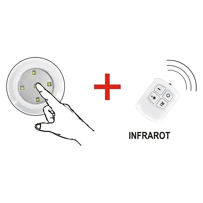 Voltomat Luz a pilas Smart-Push-Light - Número de puntos de luz: 5 ud., Blanco, Plateado, 3 ud. - Información del producto