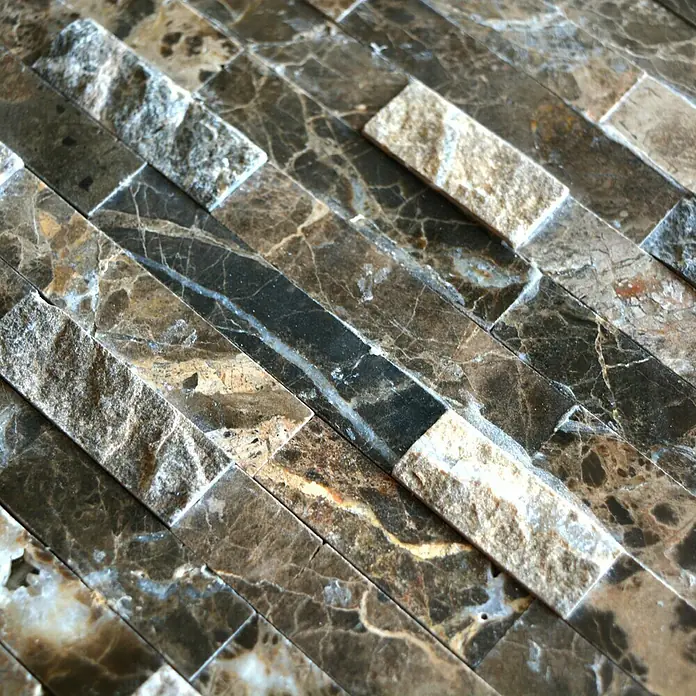 Selbstklebemosaik SAM 4NM55 - 30,5 x 30,5 cm, Naturstein, Dunkelbraun - Detailaufnahme