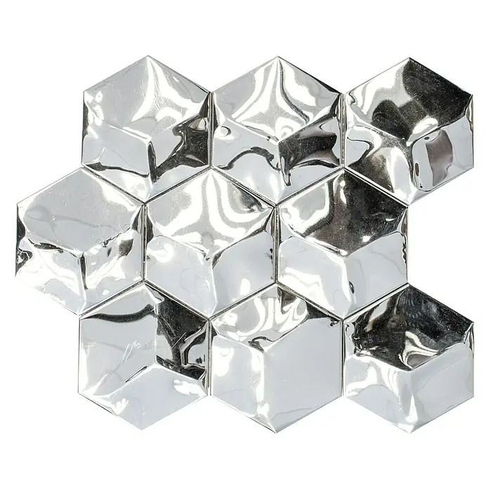 Mosaikfliese Hexagon HXM 10SG - 26,2 x 23 cm, Silber, Glänzend - Ansicht von oben