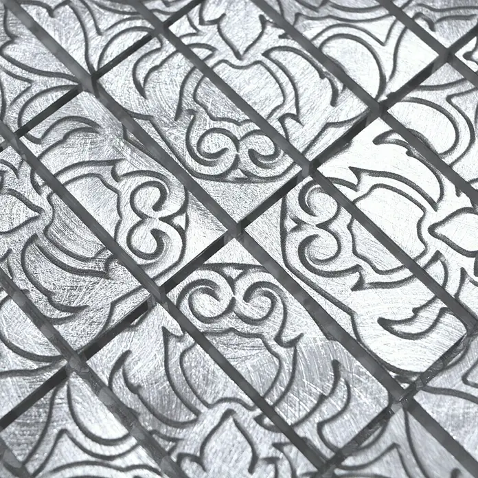 Mosaikfliese Rechteck ALF C101D - 30 x 30 cm, Silber, Matt - Detailaufnahme