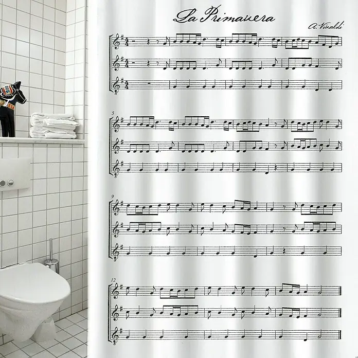 Venus Cortina de baño textil Vivaldi - An x Al: 180 x 200 cm, Negro/blanco