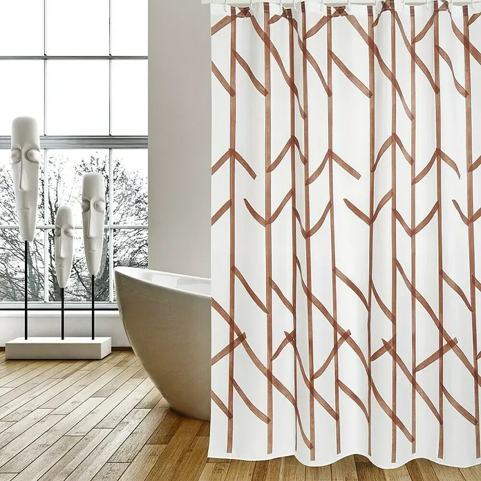 Venus Cortina de baño textil Tree - An x Al: 180 x 200 cm, Blanco, Marrón