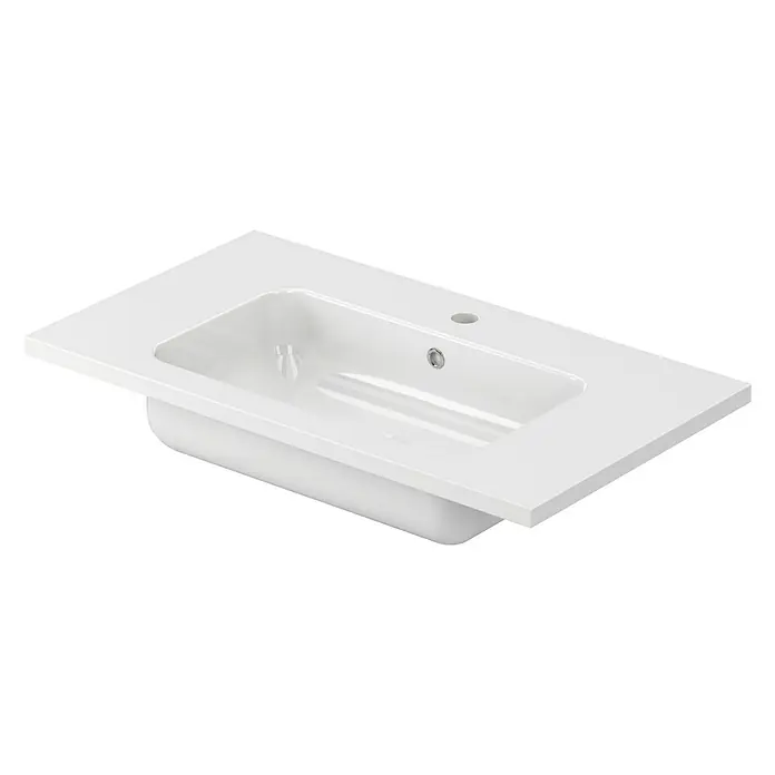 Lavabo Zeppelin - 80,5 x 45,5 cm, Orificios para grifo: Medio, Con desbordamiento, Blanco
