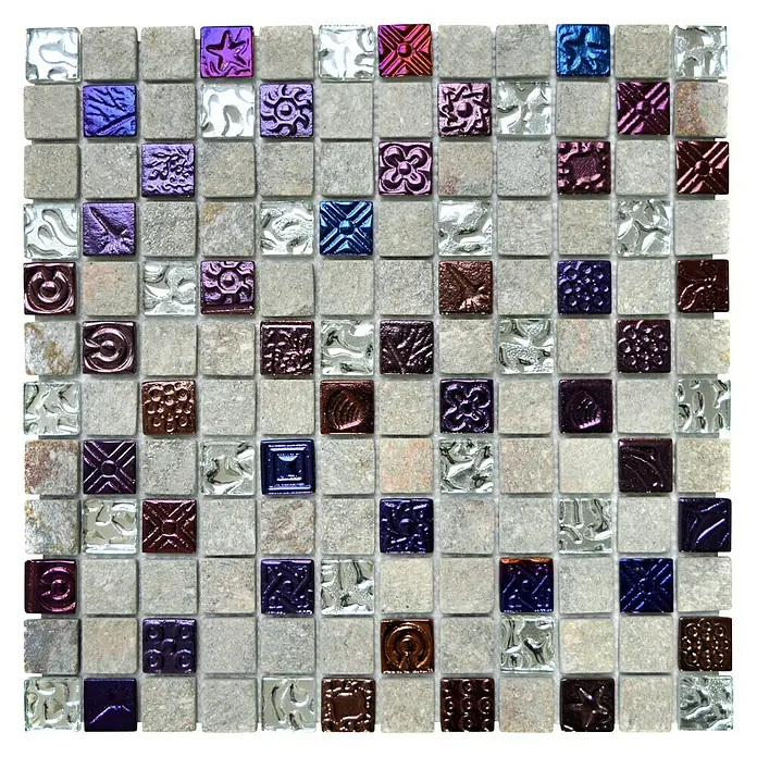 Mosaikfliese Quadrat Crystal Mix XCM CR37 - 29,8 x 29,8 cm, Grau, Matt - Ansicht von oben